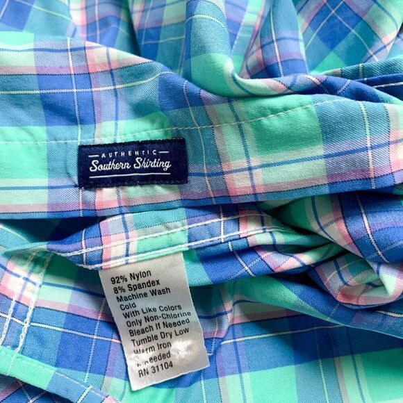 Crown & Ivy Performance Shirt Mens Large Blue Plaid Outdoor Hiking Camping - Picture 9 of 12